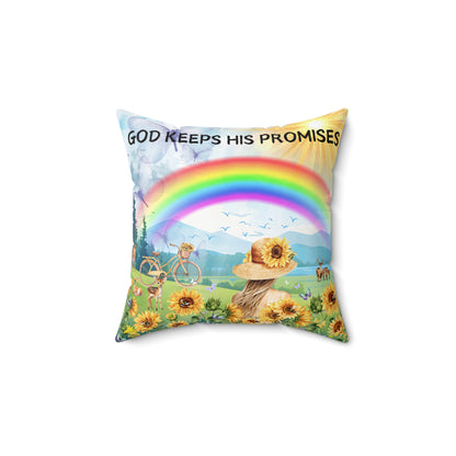 God Keeps His Promises Spun Polyester Square Pillow