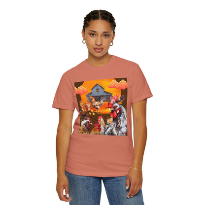 Chickens At Sunset Unisex Garment-Dyed T-shirt