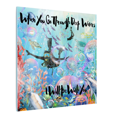 I Will Be With You - Inspirational Canvas Art, Ocean Theme, Deep Waters Quote, Home Decor, Gift for Divers, Motivational Wall Art, Nautical Decor