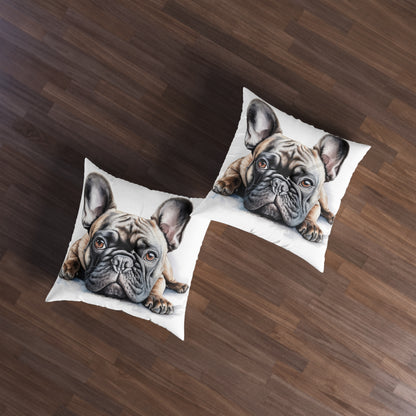 Tufted Floor Pillow, Square Frenchie 2