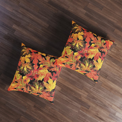 Tufted Floor Pillow, Square Fall Leaves