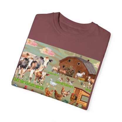 Springtime At The Barnyard Unisex Garment-Dyed T-shirt