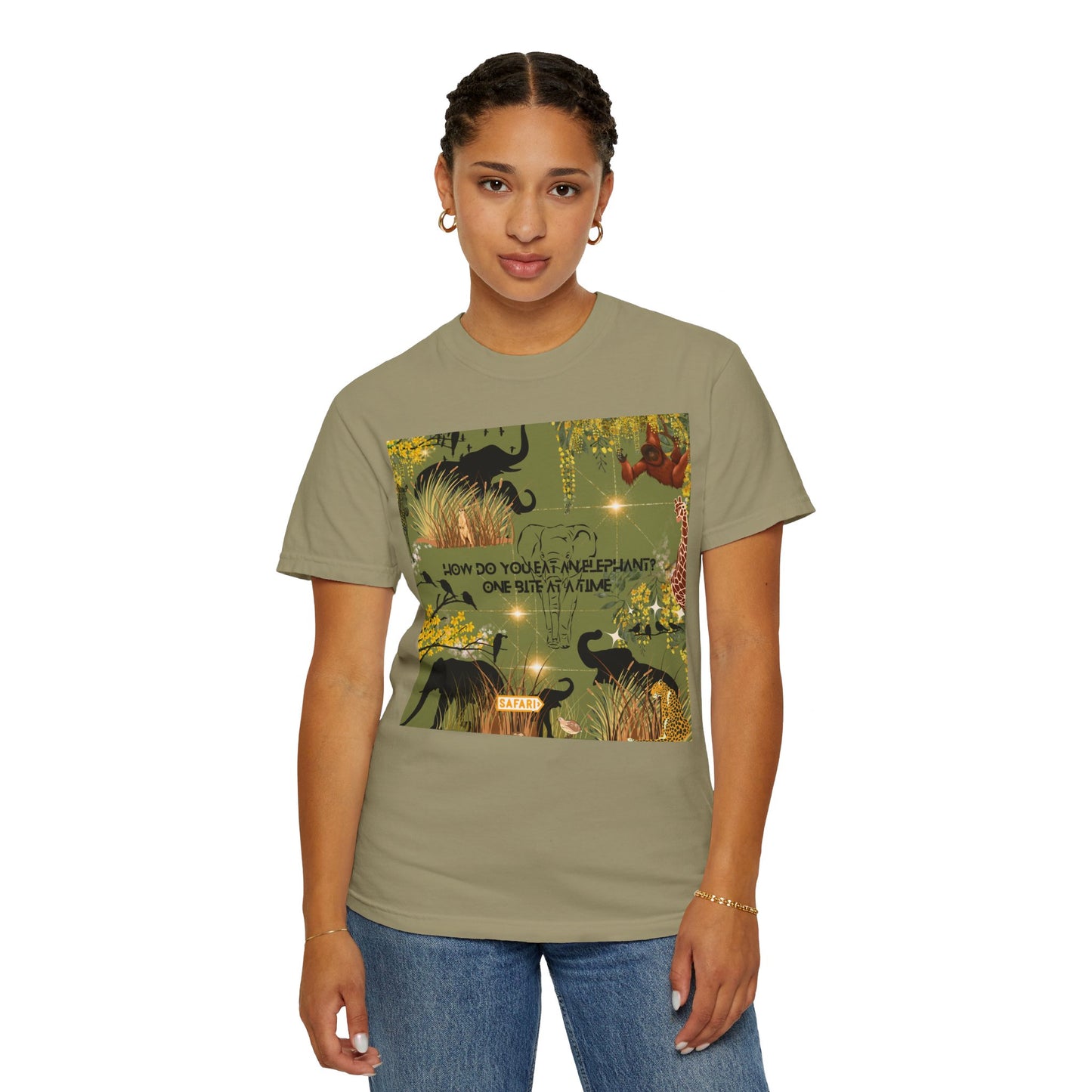 How Do You Eat An Elephant One Bite At A Time Unisex Garment-Dyed T-shirt