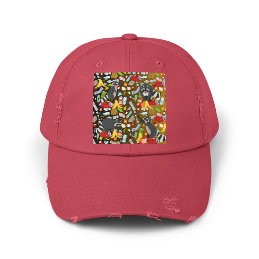 Raccoons In The Trash Unisex Distressed Cap