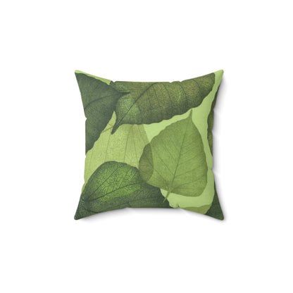 Spun Polyester Square Pillow Green Leaves