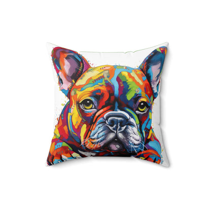 Frenchie In Color 3 Spun Polyester Square Pillow