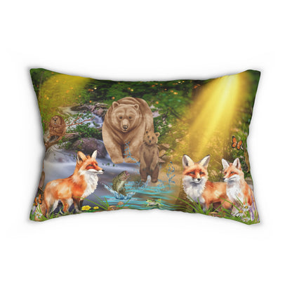 Foxes And Forest Friends Spun Polyester Lumbar Pillow