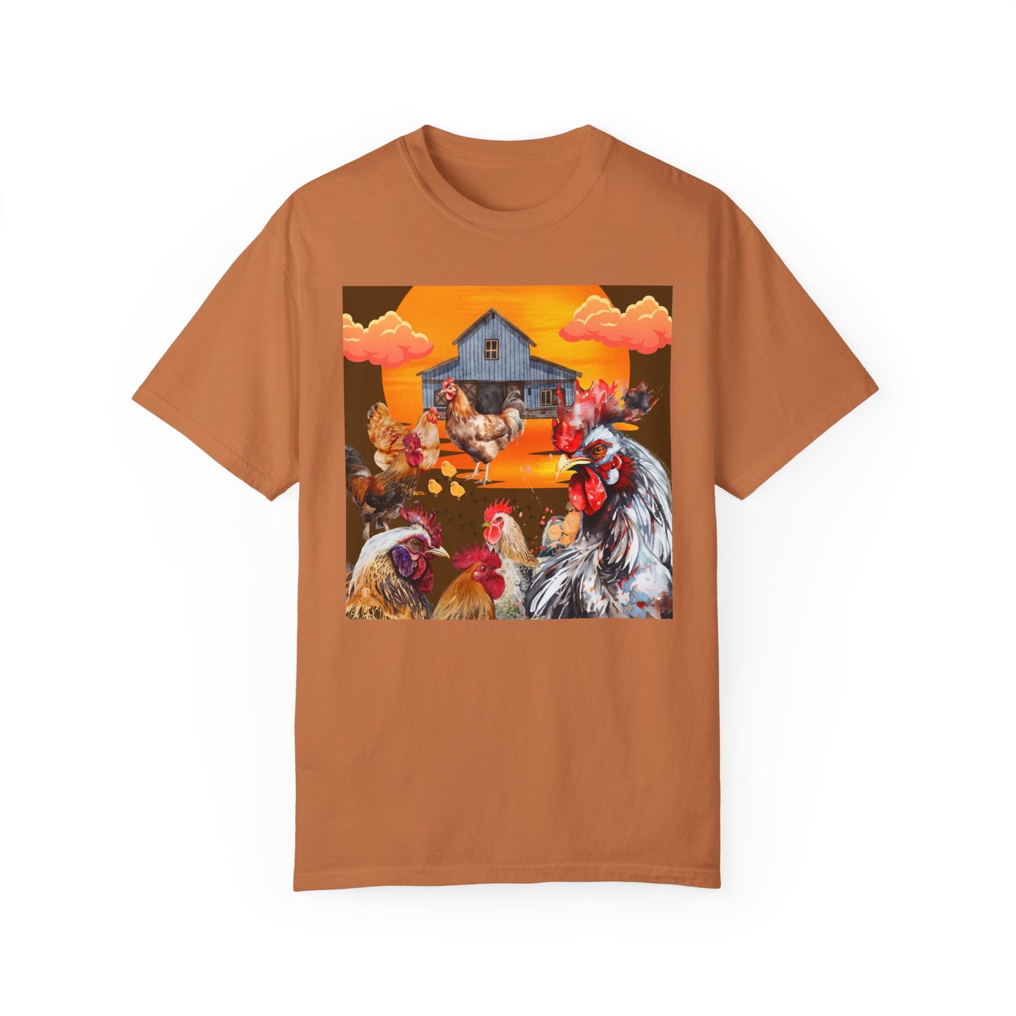 Chickens At Sunset Unisex Garment-Dyed T-shirt