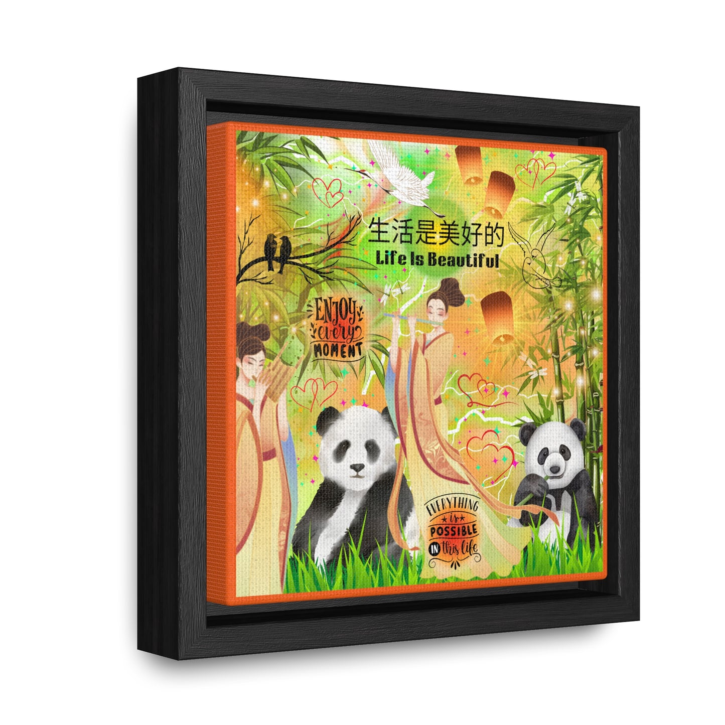 Life Is Beautiful Chinese Gallery Canvas Wraps, Square Frame