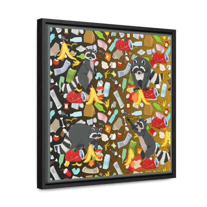 Raccoons In The Trash Gallery Canvas Wraps, Square Frame