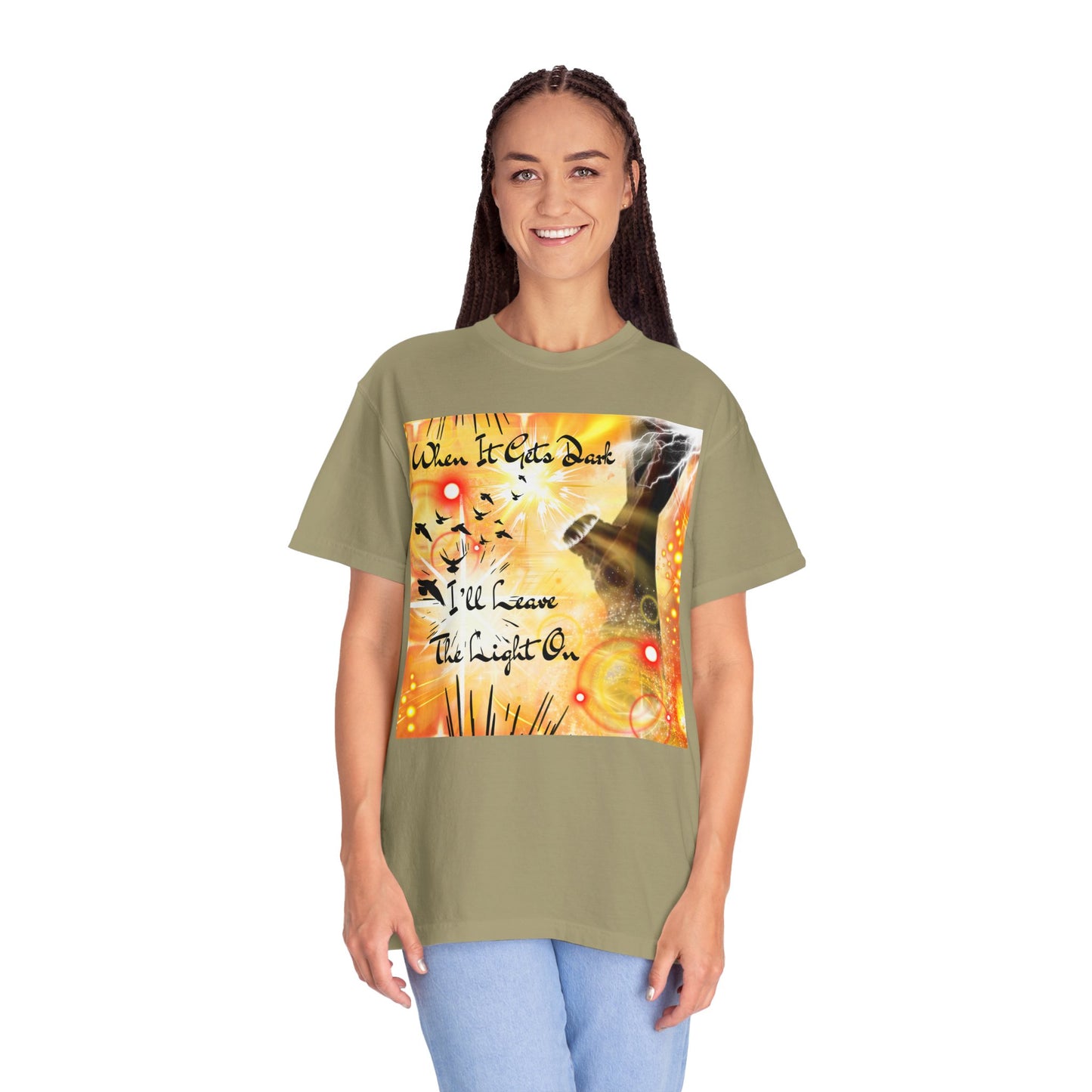 Leave The Light On Unisex Garment-Dyed T-shirt