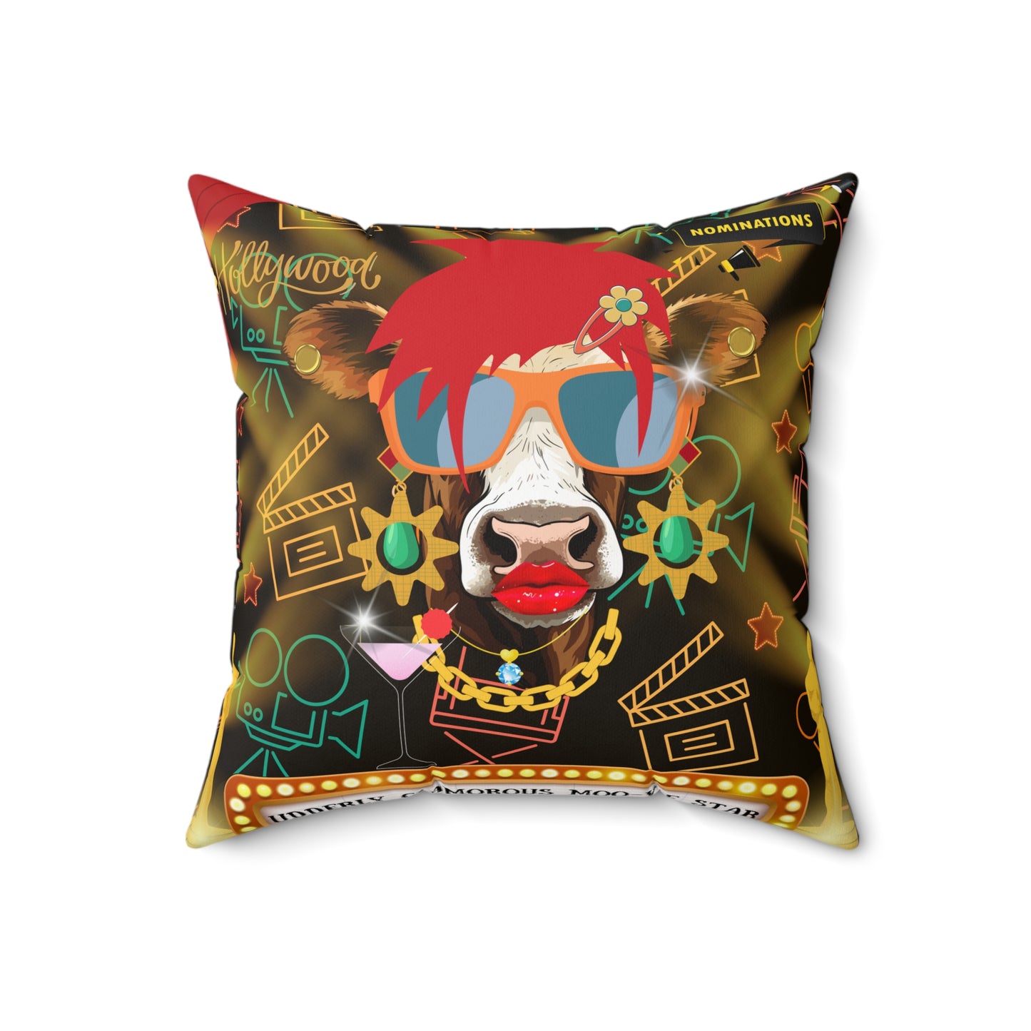 Moo-vie Star Spun Polyester Square Pillow