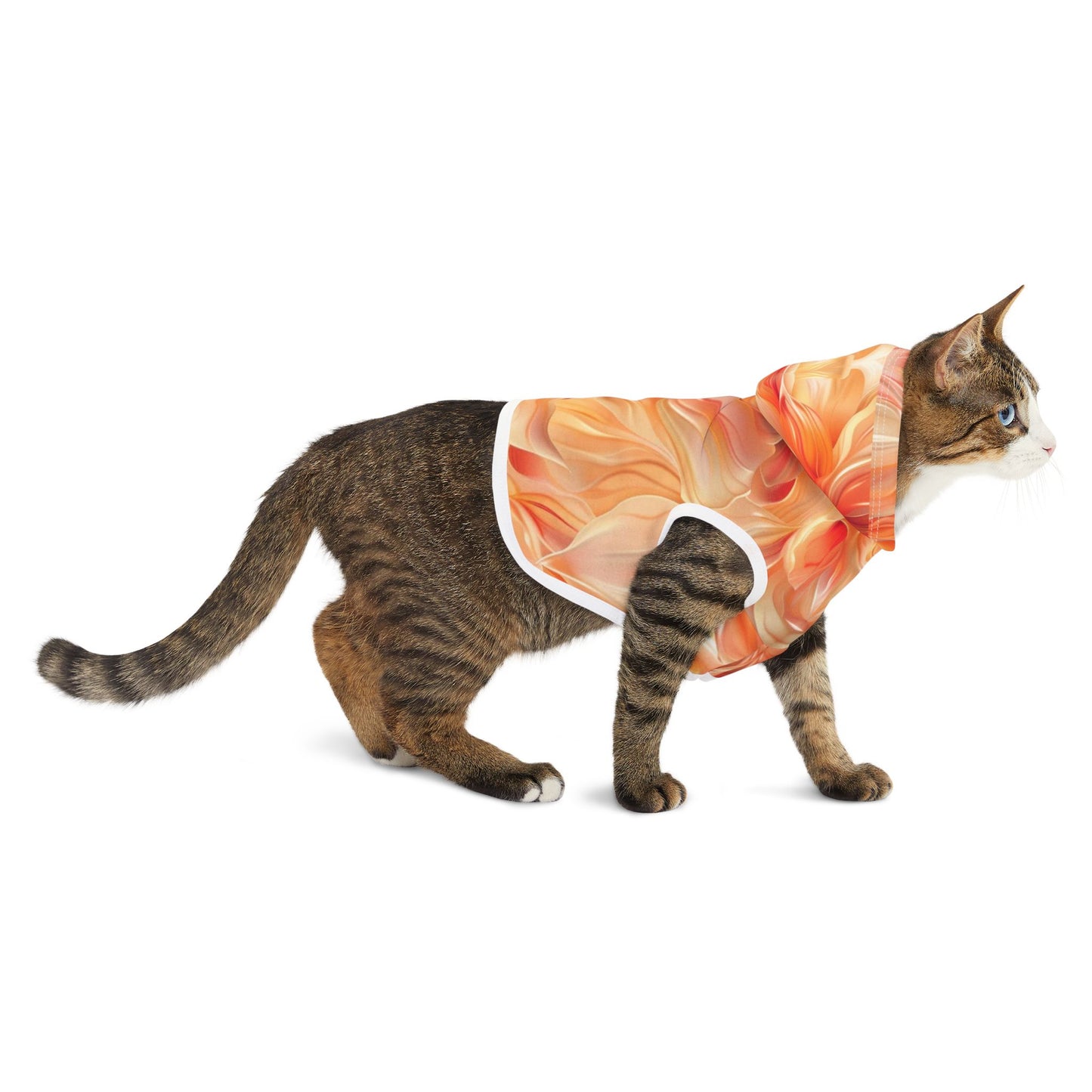 Pet Hoodie Orange Floral 2