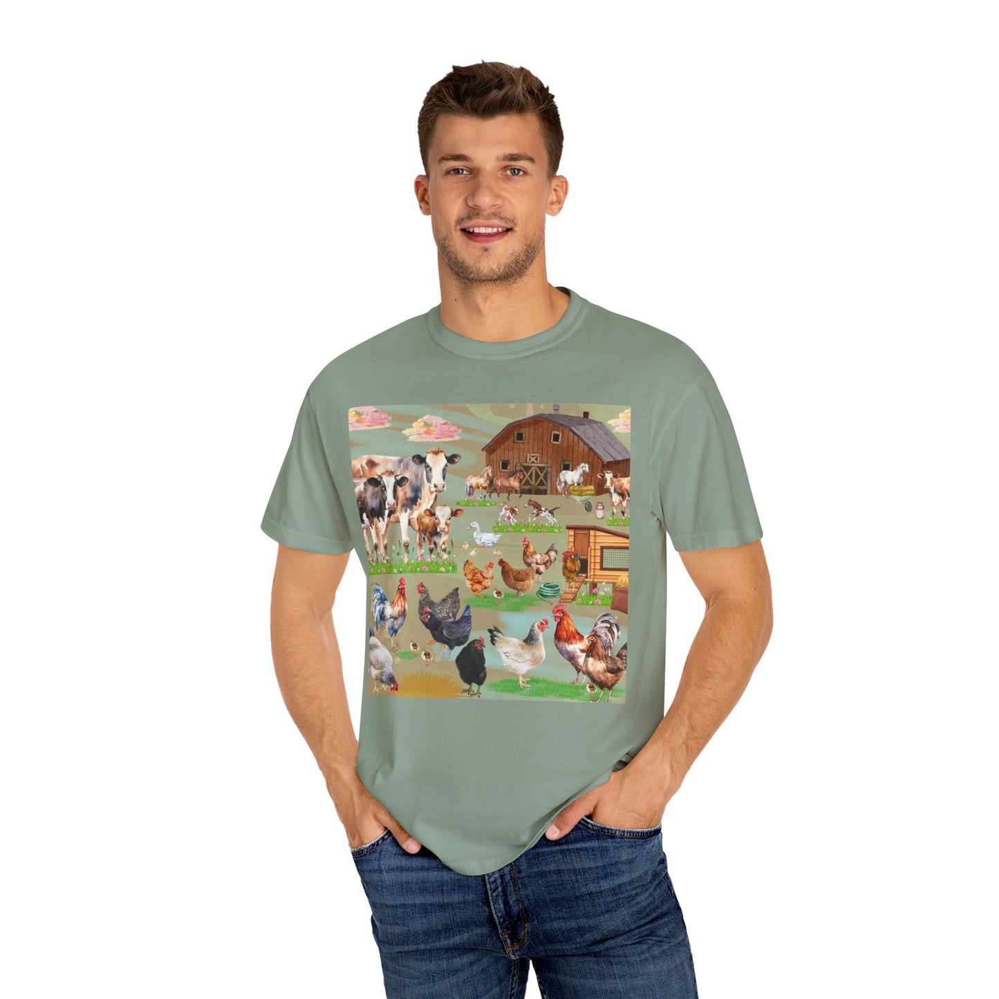 Springtime At The Barnyard Unisex Garment-Dyed T-shirt