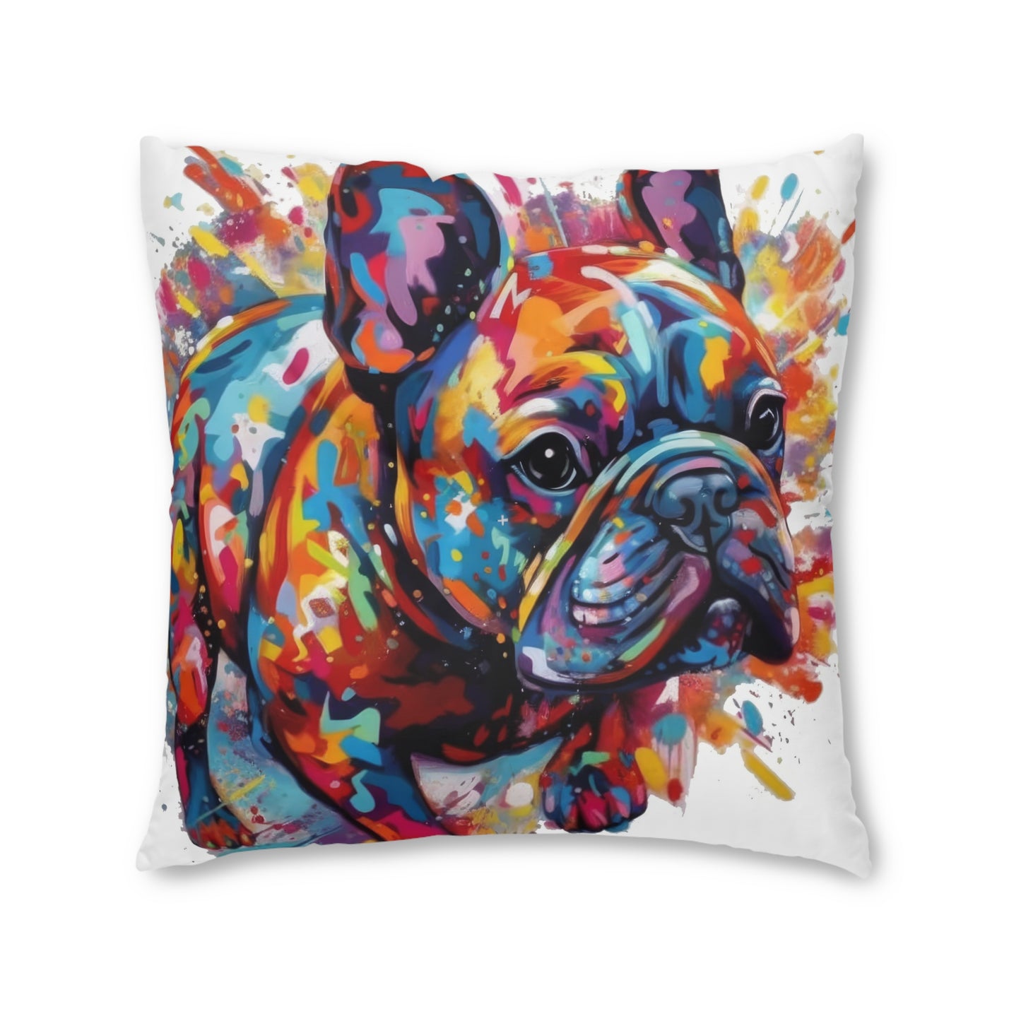 Tufted Floor Pillow, Square Frenchie 3