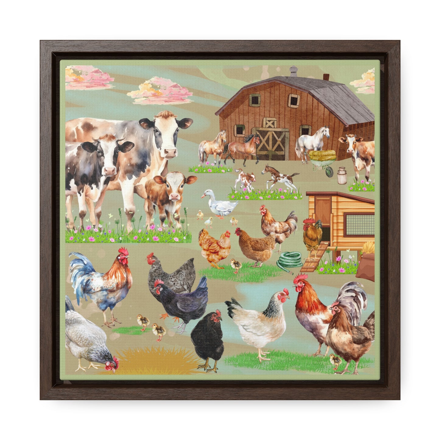 Springtime At The Barnyard Gallery Canvas Wraps, Square Frame