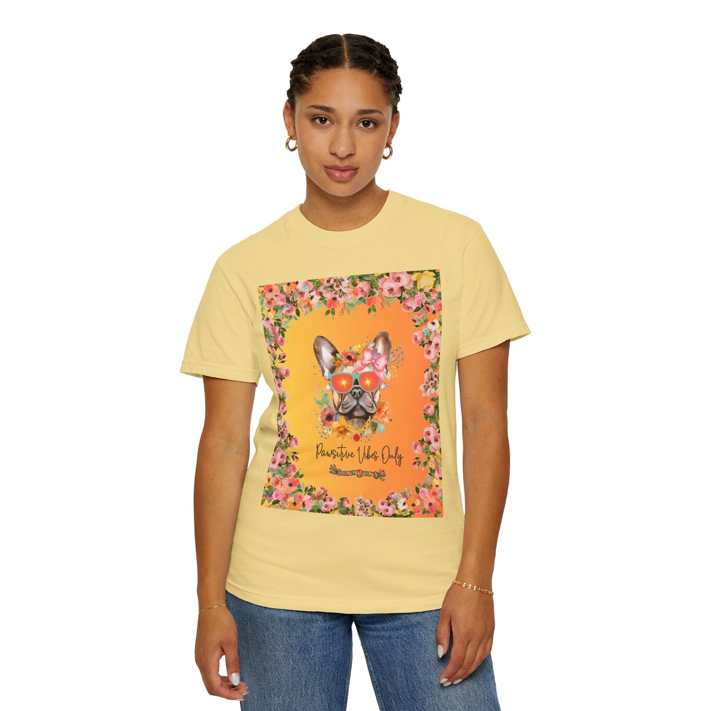 Pawsitive Vibes Only Unisex Garment-Dyed T-shirt