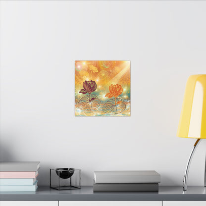 Morning Dew- Lotus Blossom Stretched Canvas Art Print, Vibrant Wall Decor, Meditation Room Artwork, Floral Home Decoration, Gift for Yoga Lovers