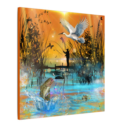 First Light First Bite - Fishing Sunset Canvas Art, Wildlife Wall Decor, Nature Lover Gift, Outdoor Adventure Home Decor, Multi-Size Fish Print