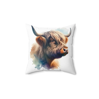 Spun Polyester Square Pillow Highland Cow 4