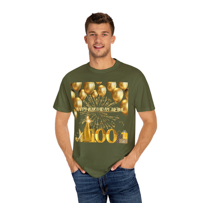Happy Birthday 100 Unisex Garment-Dyed T-shirt