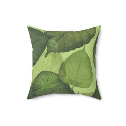 Spun Polyester Square Pillow Green Leaves