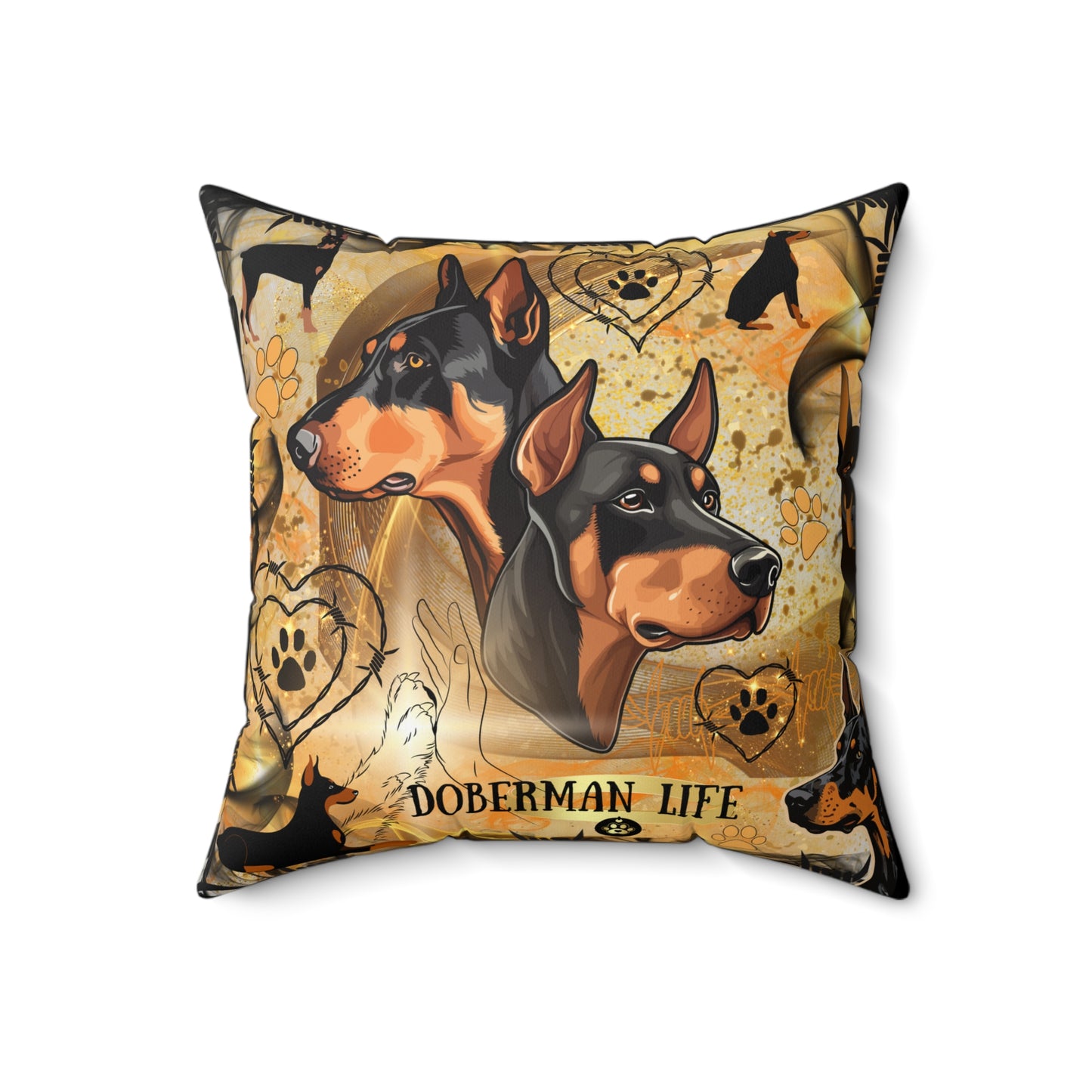 Doberman Life Spun Polyester Square Pillow