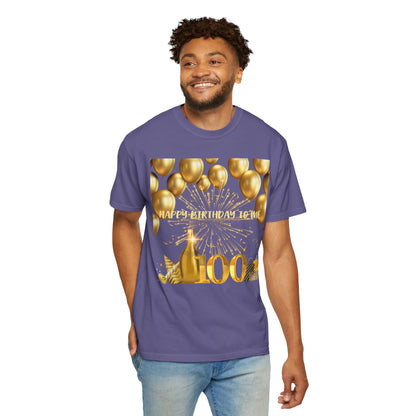 Happy Birthday 100 Unisex Garment-Dyed T-shirt